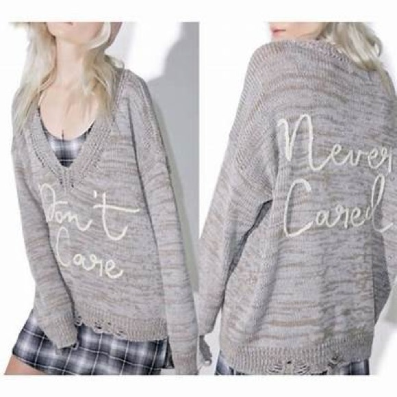 Don’t care never cared Knit Sweater - Picture 4 of 5